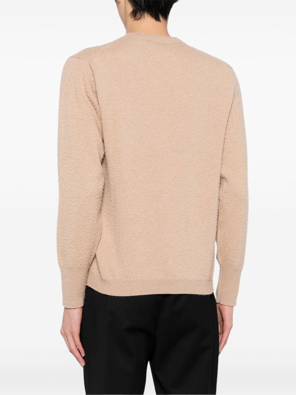 logo-stitched piled-finish jumper - 4