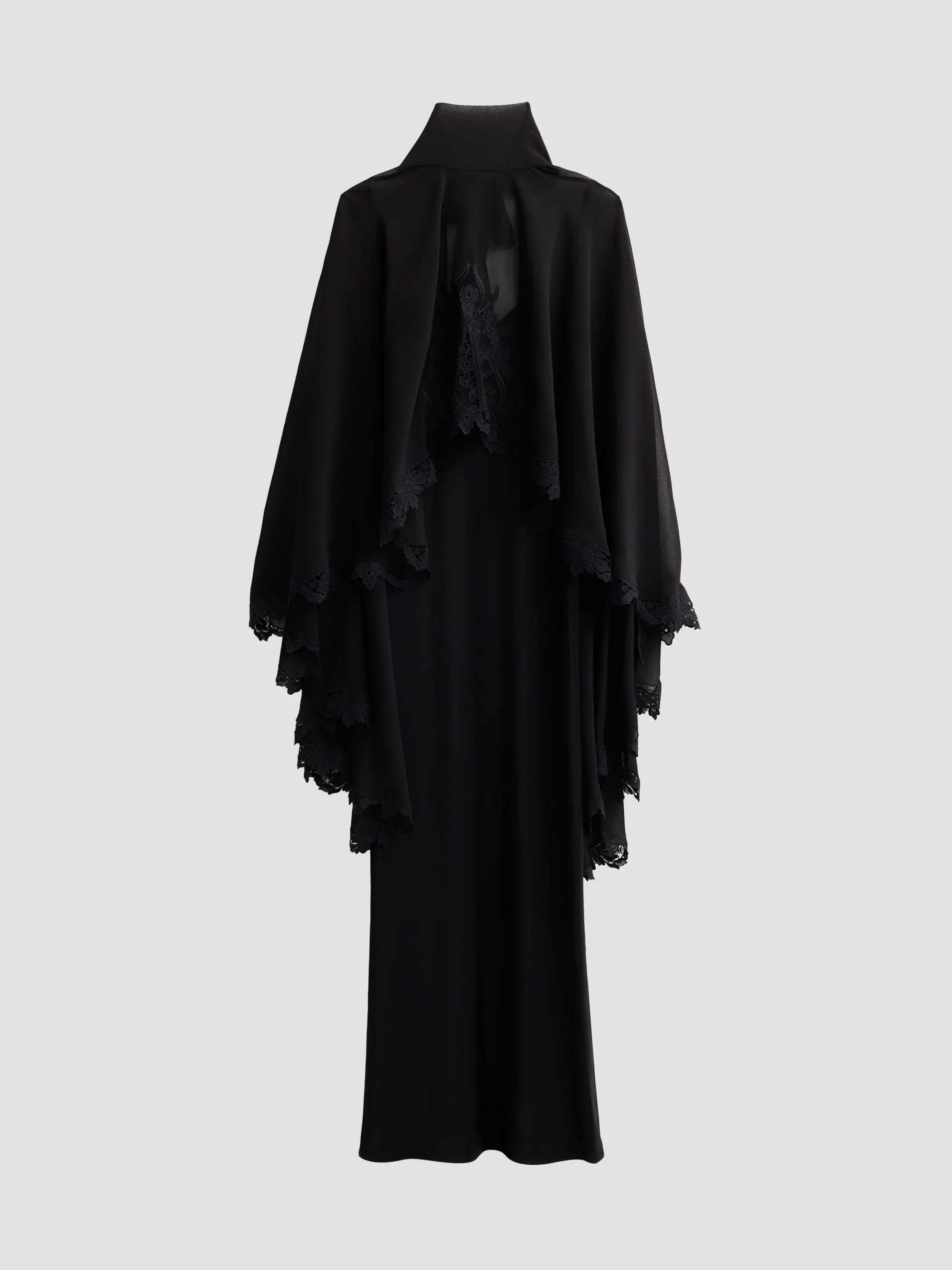 Women's Carmen Satin A-Line Cape Maxi Dress - Black - 1