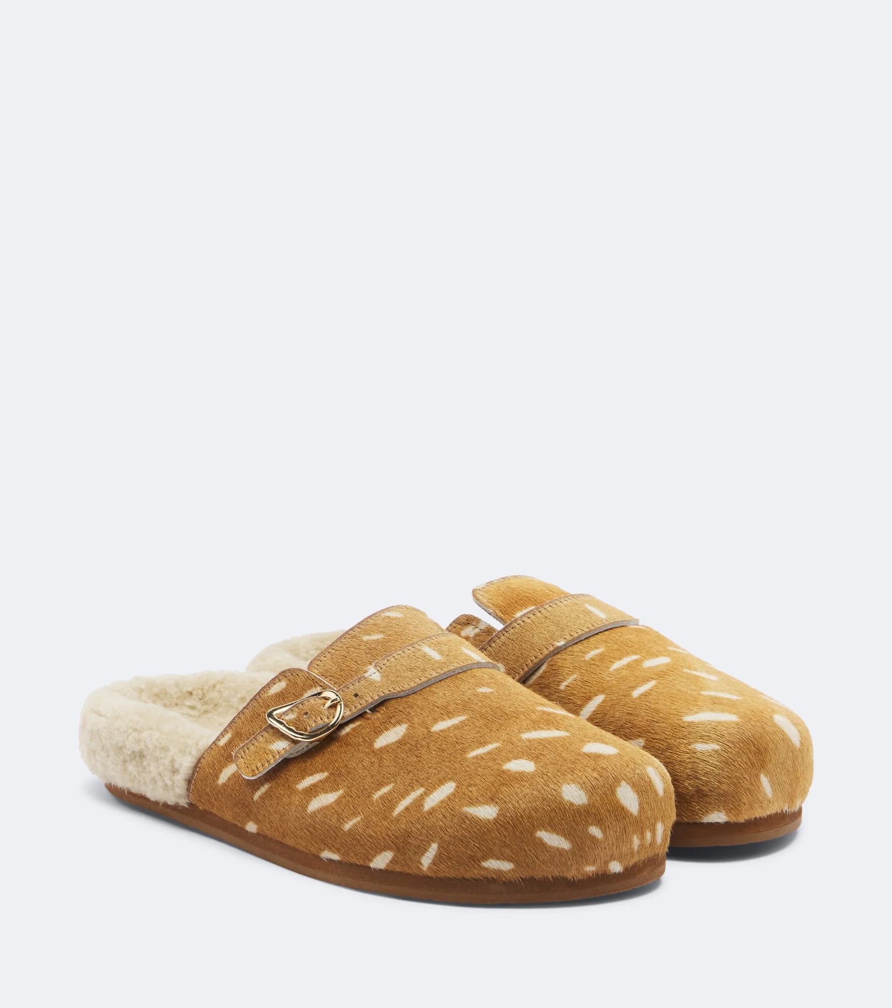 Vasilitsa shearling-trimmed calf hair clogs - 1