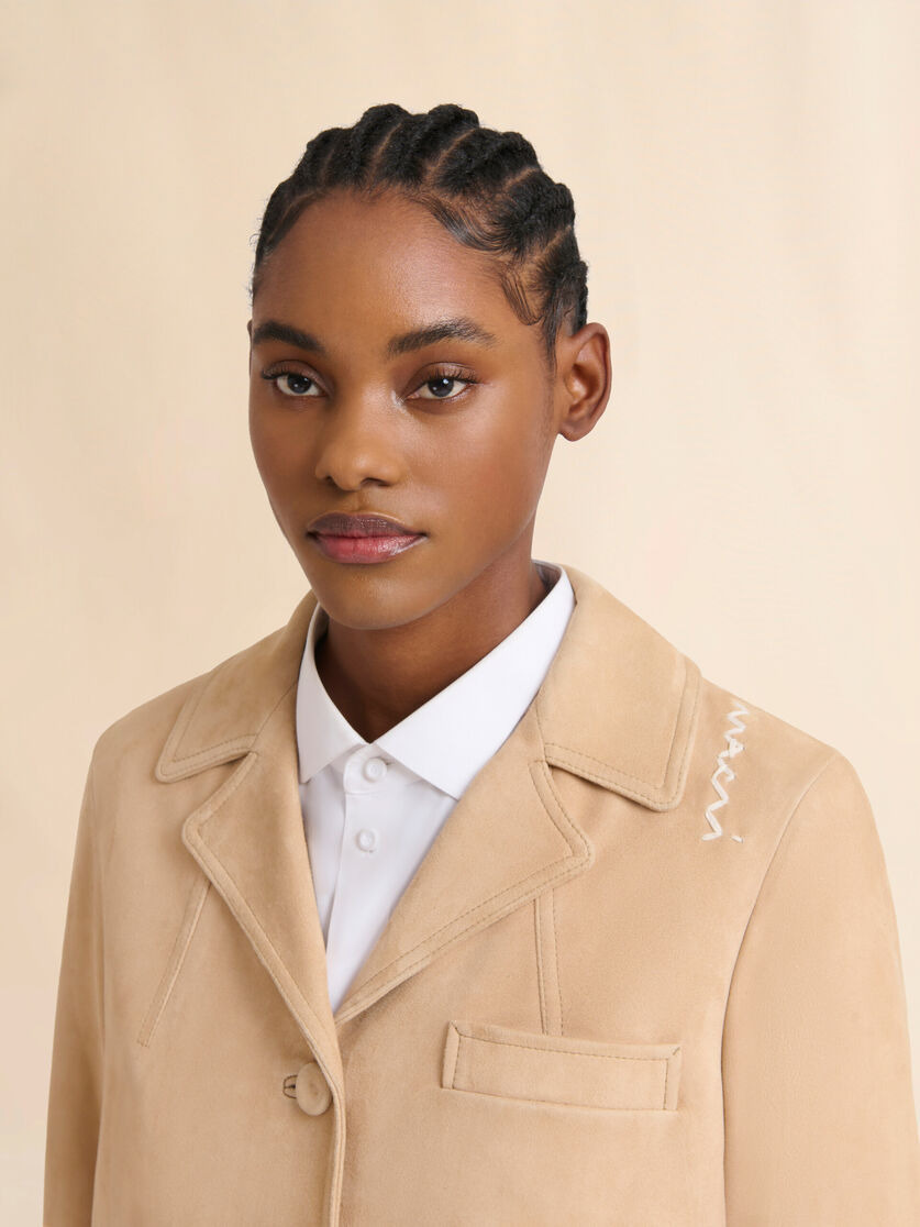 CAMEL SUEDE BOXY JACKET - 4