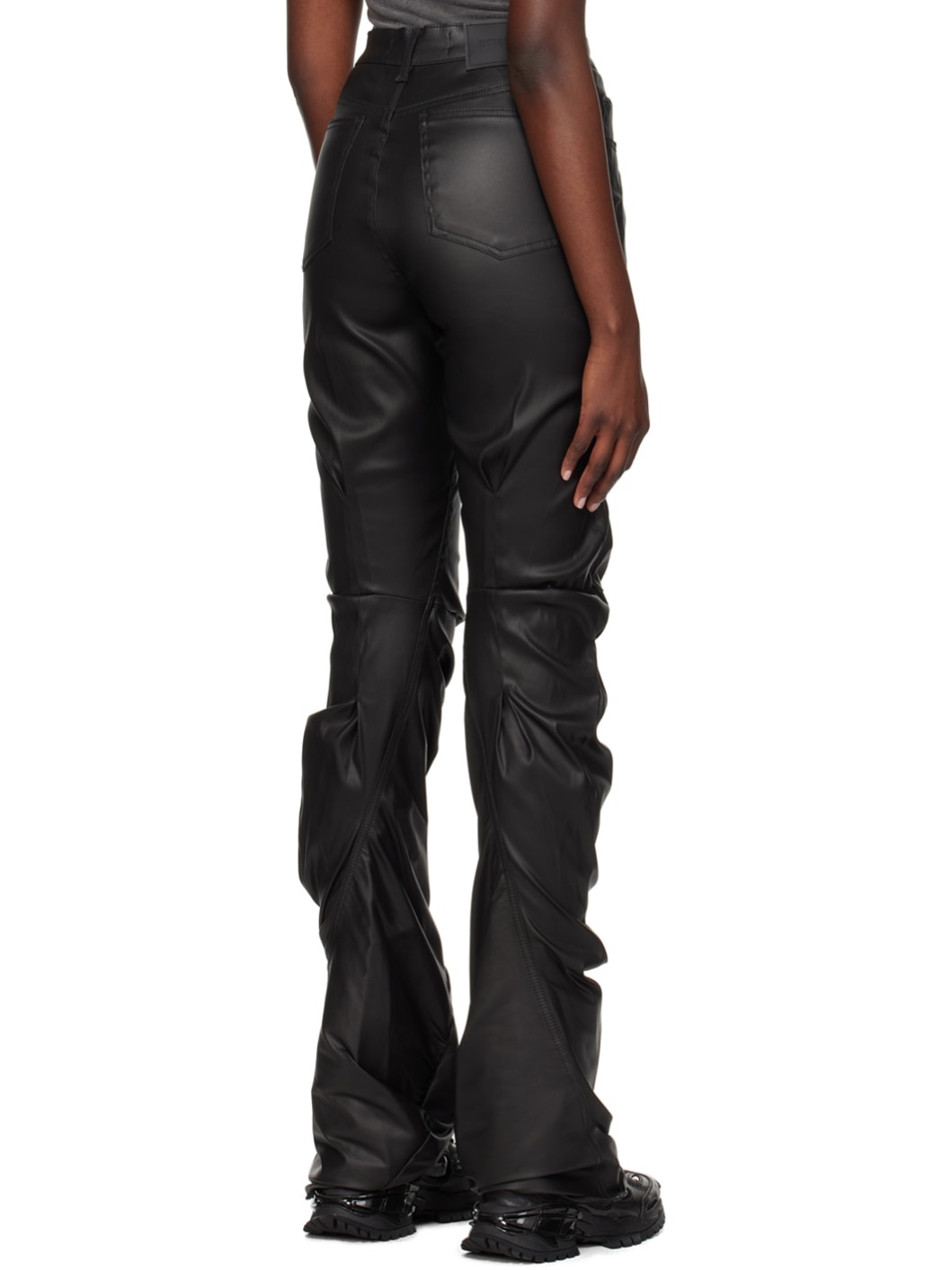 SSENSE Exclusive Black Faux-Leather Pants - 3