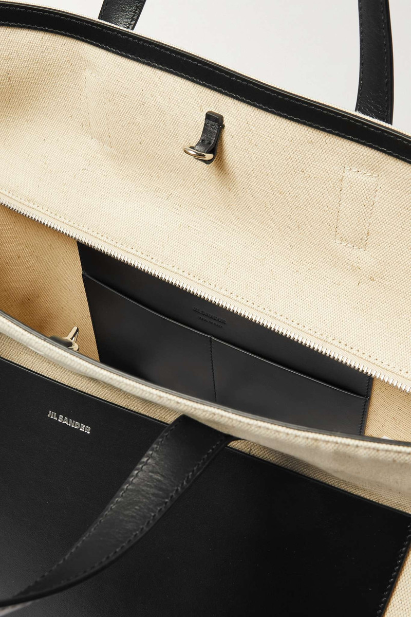 Medium leather-trimmed canvas tote 5
