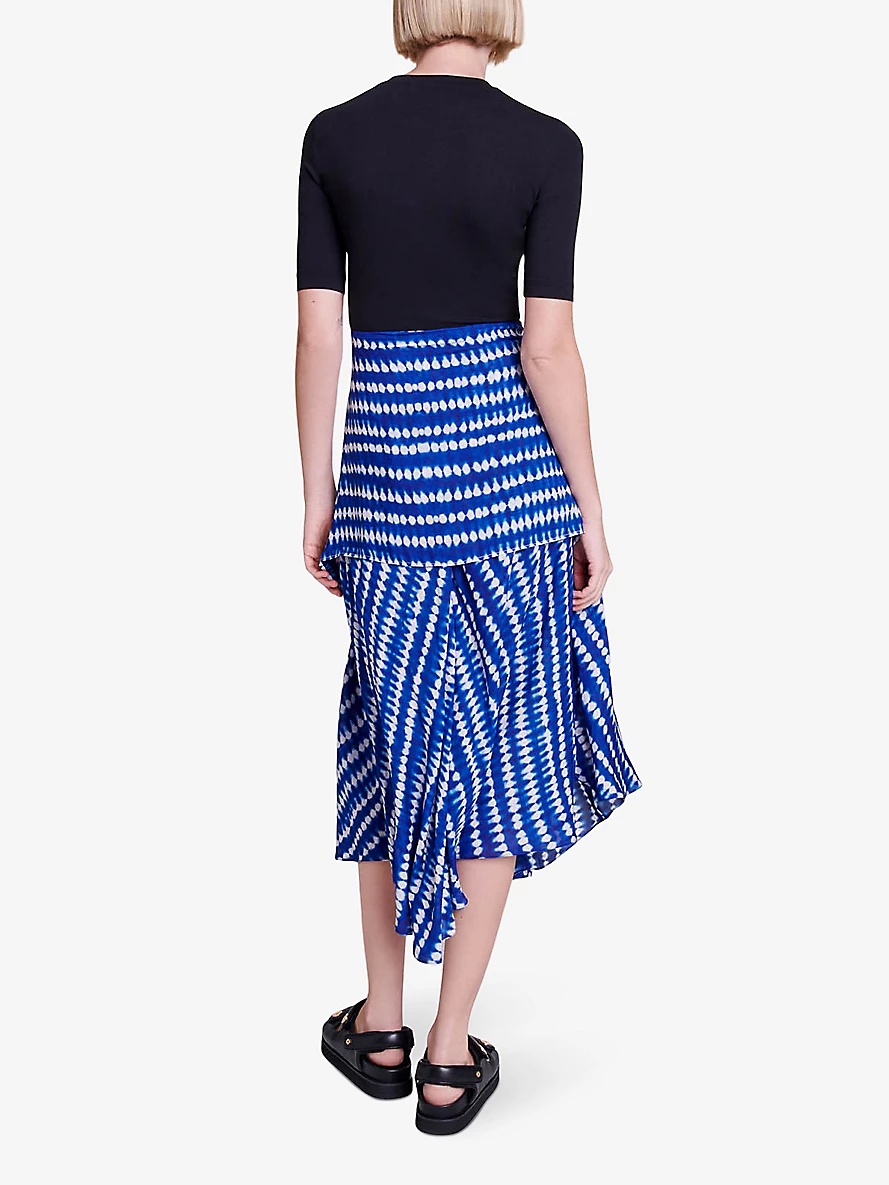 Contrast-skirt woven midi dress - 4