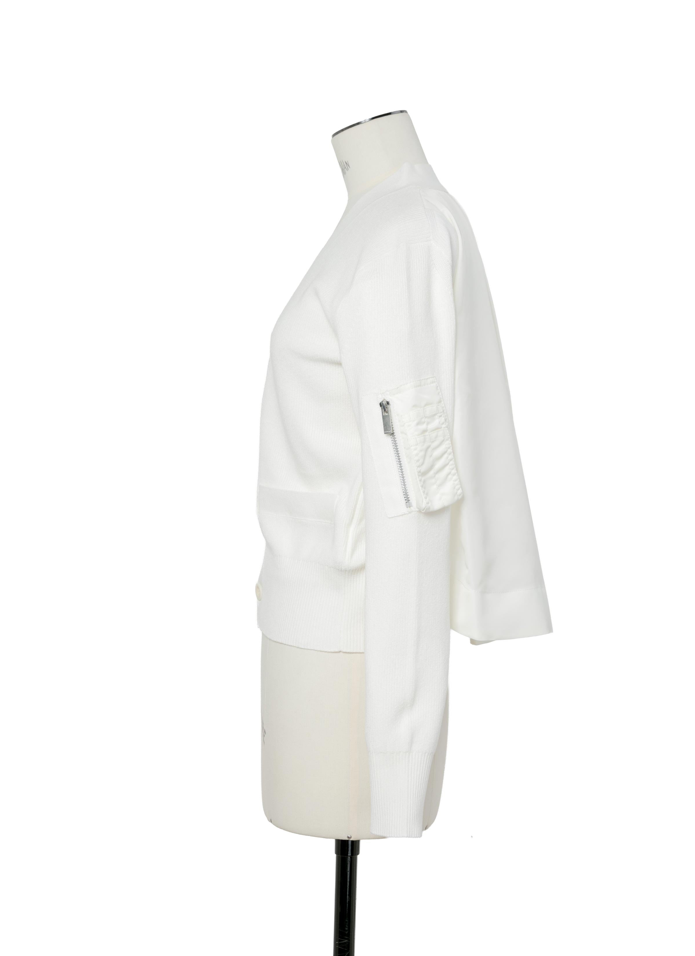 Nylon Twill x Cotton Knit Cardigan - 2