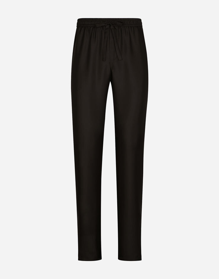 Silk jogging pants with DG embroidered patch - 3