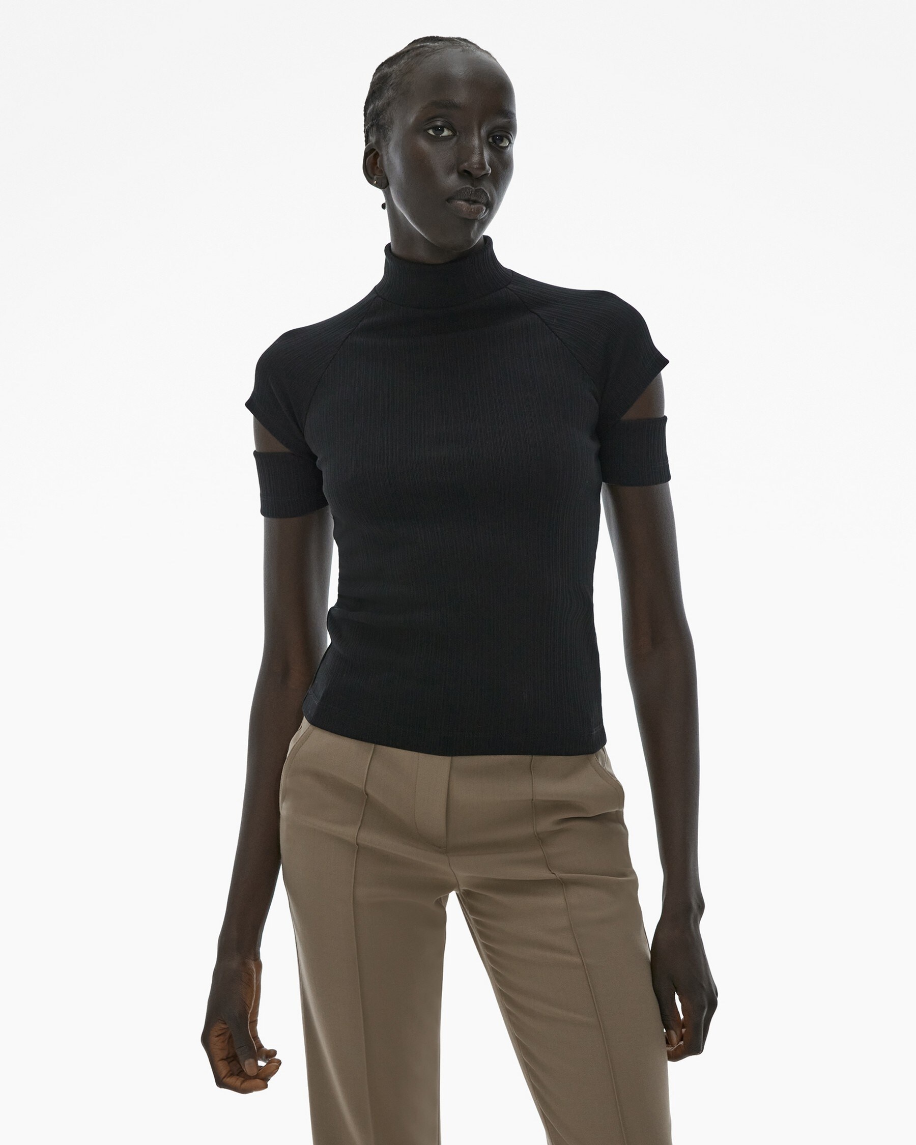 RIBBED SHORT-SLEEVE TURTLENECK - 3