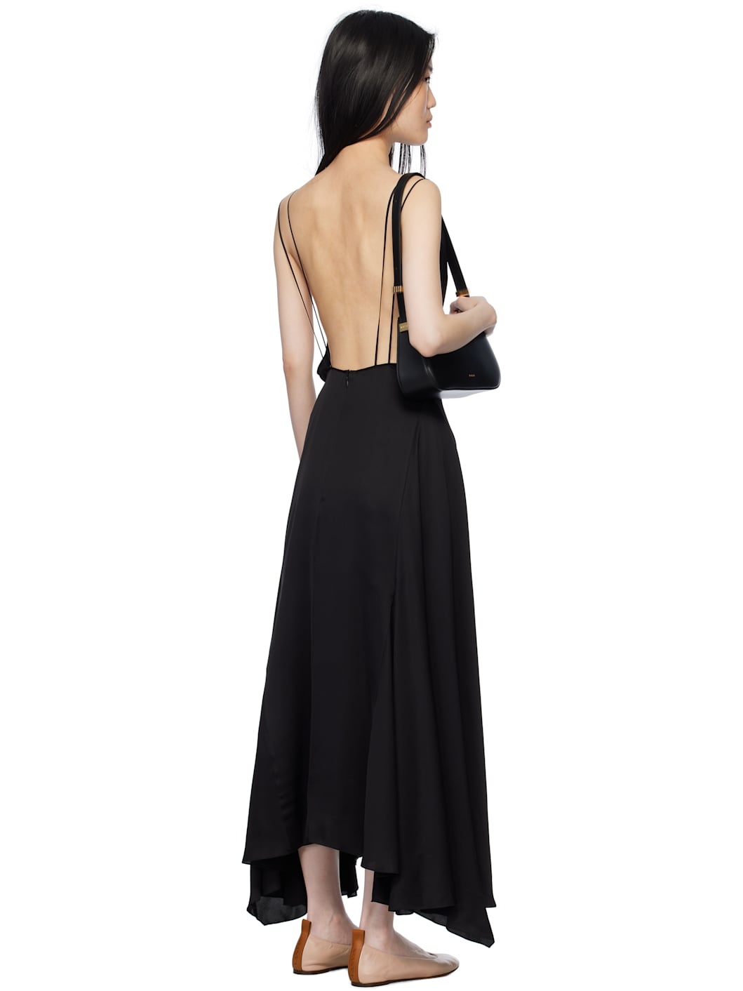Black Silk Bowling Midi Dress - 3