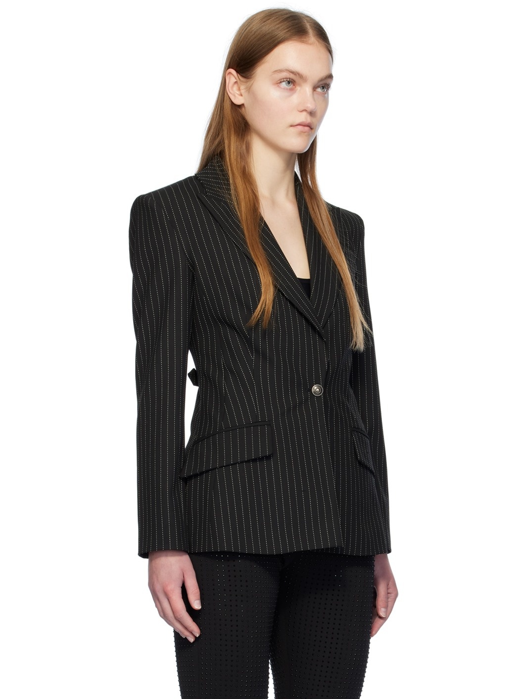 Black Pinstripe Blazer - 2