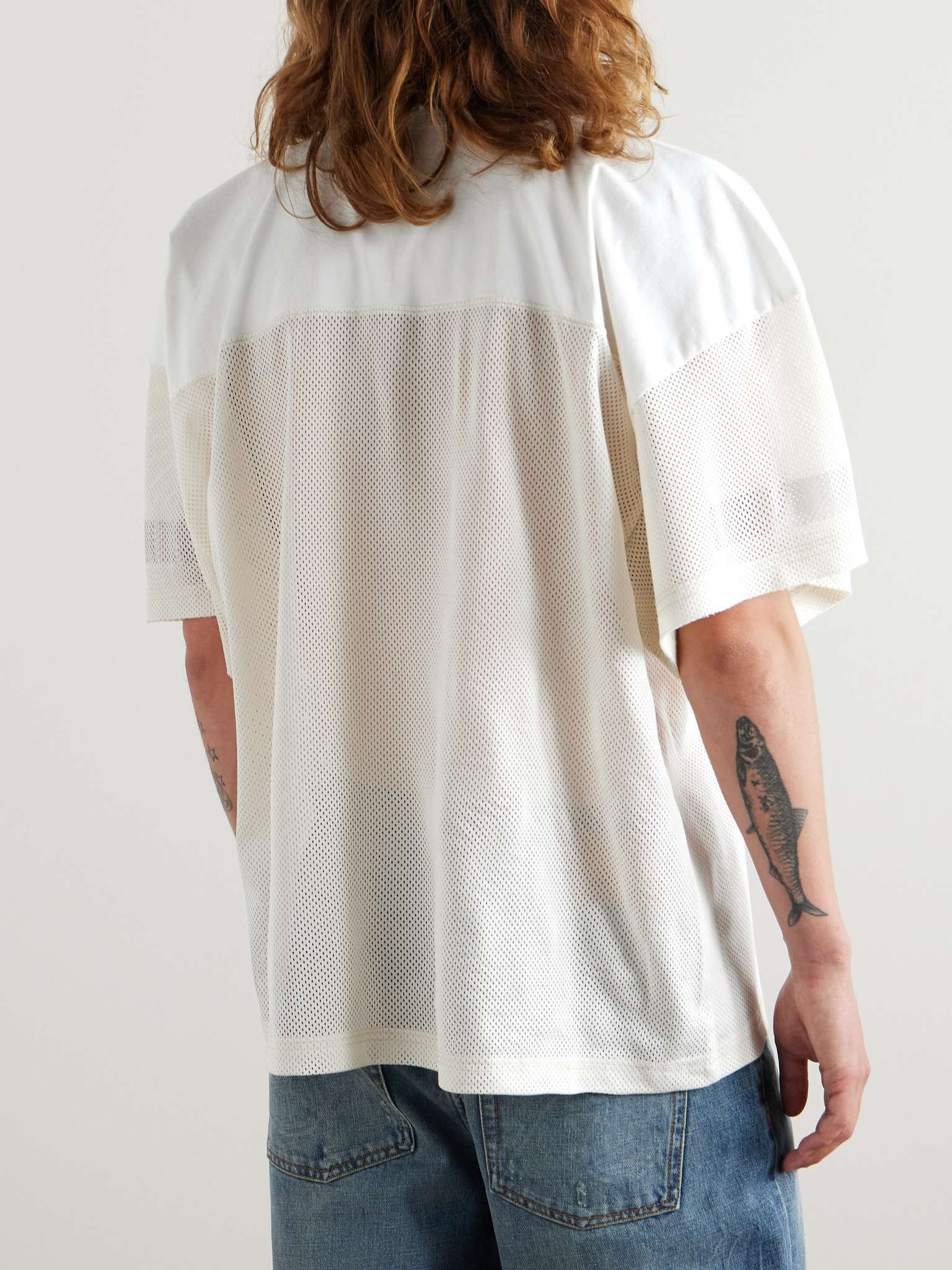 Oversized Logo-Appliquéd Cotton-Jersey and Mesh T-Shirt - 3