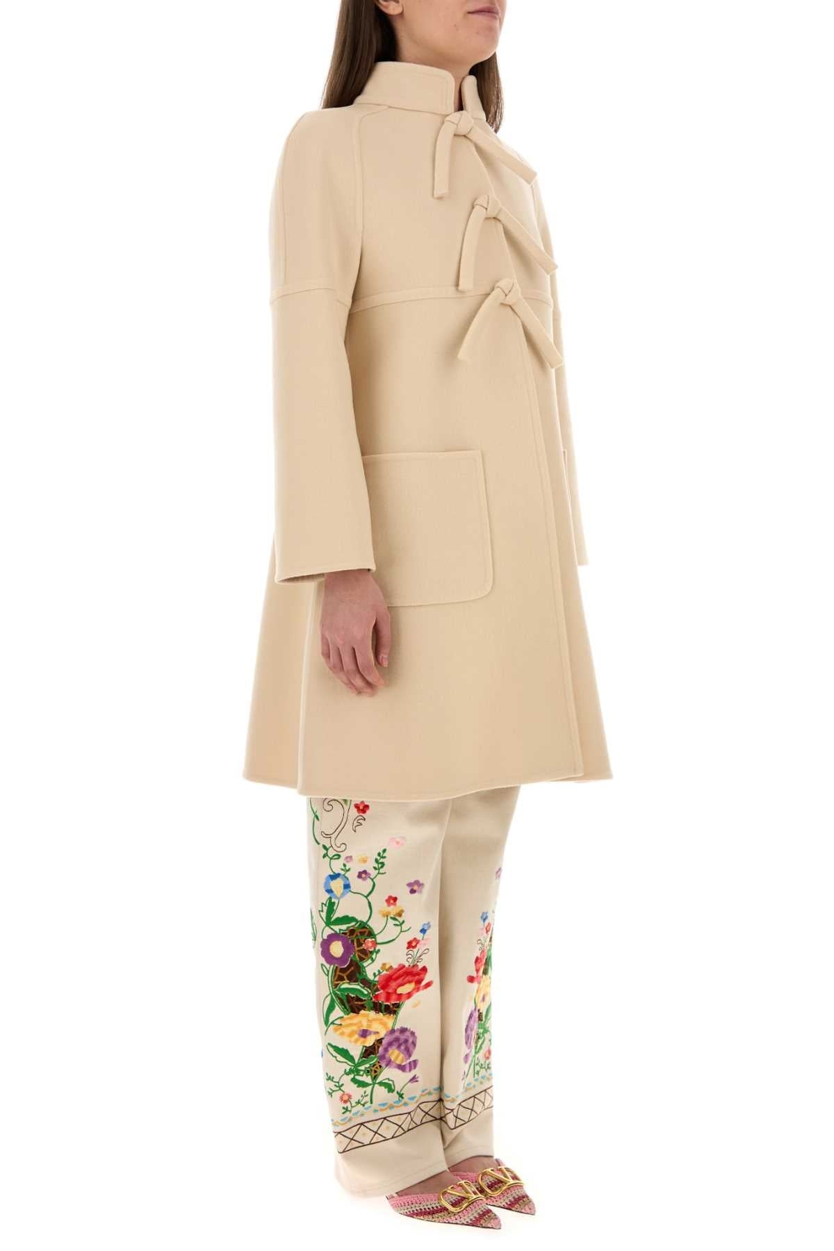 Valentino Garavani Women Cream Wool Coat - 3