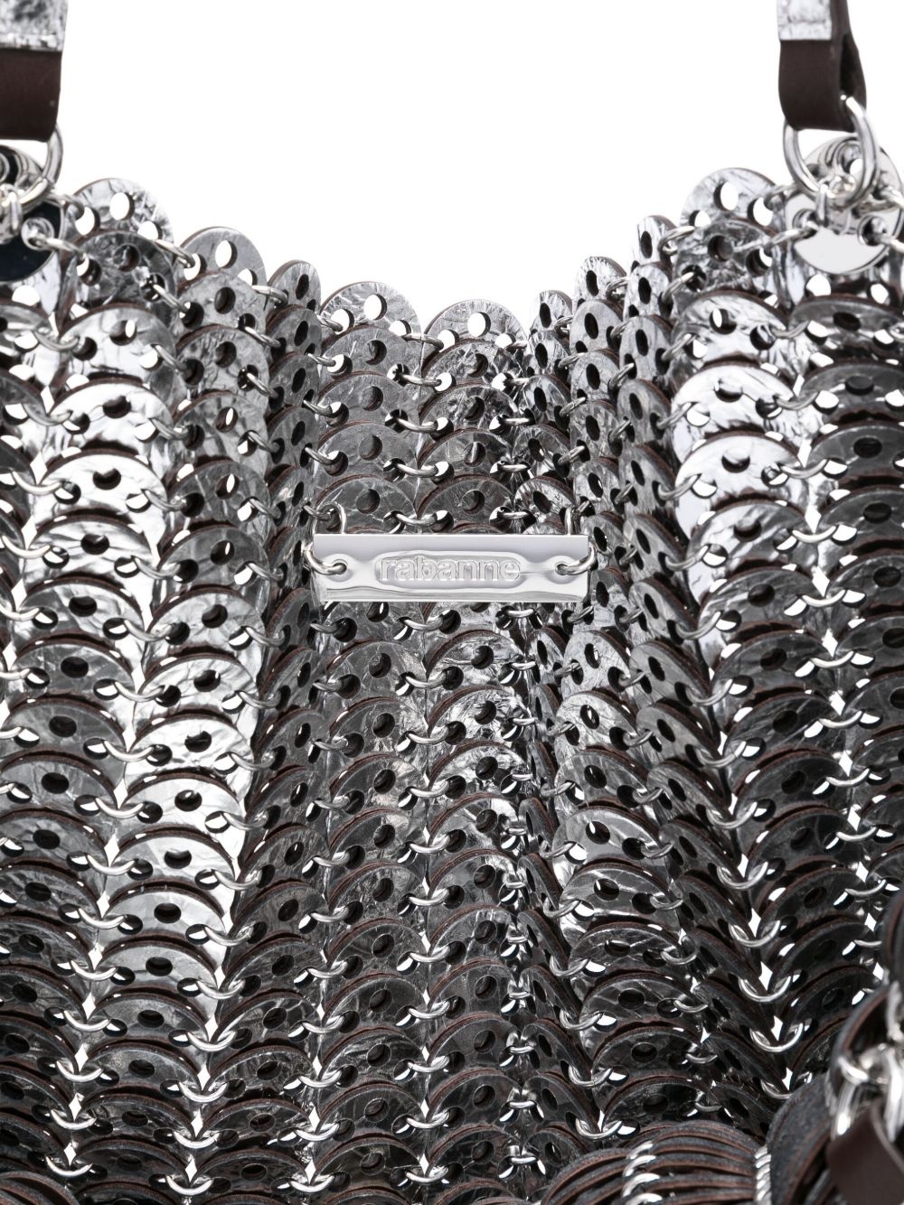 chain-link leather tote bag - 5