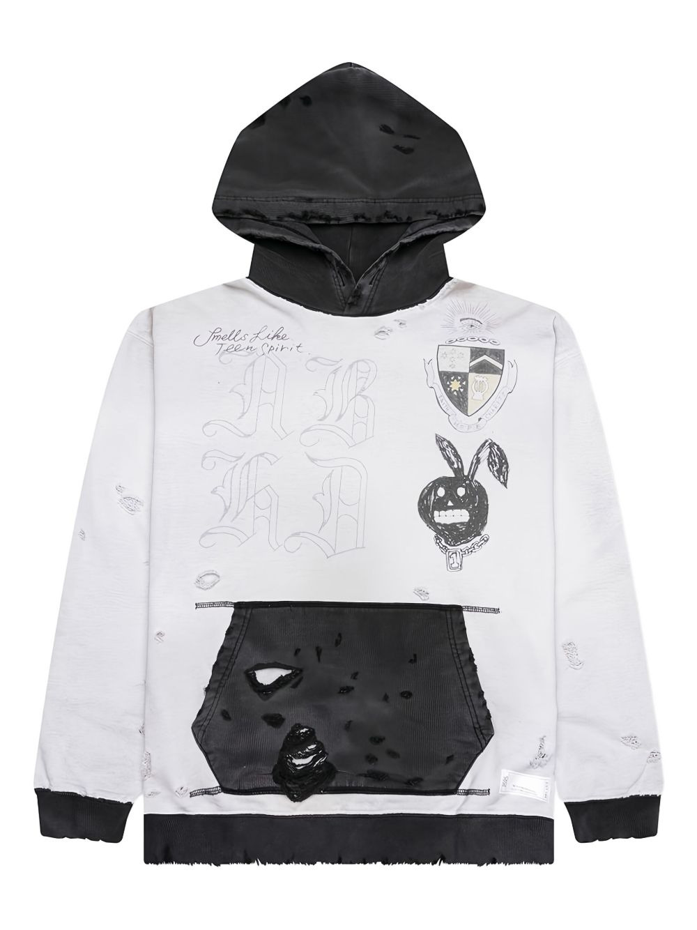Savage rabbit-print distressed hoodie - 1