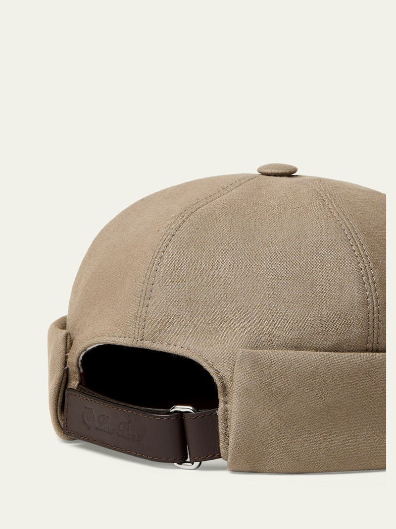 Loro Piana Men's Sasha Linen Beanie Hat with Leather Strap outlook