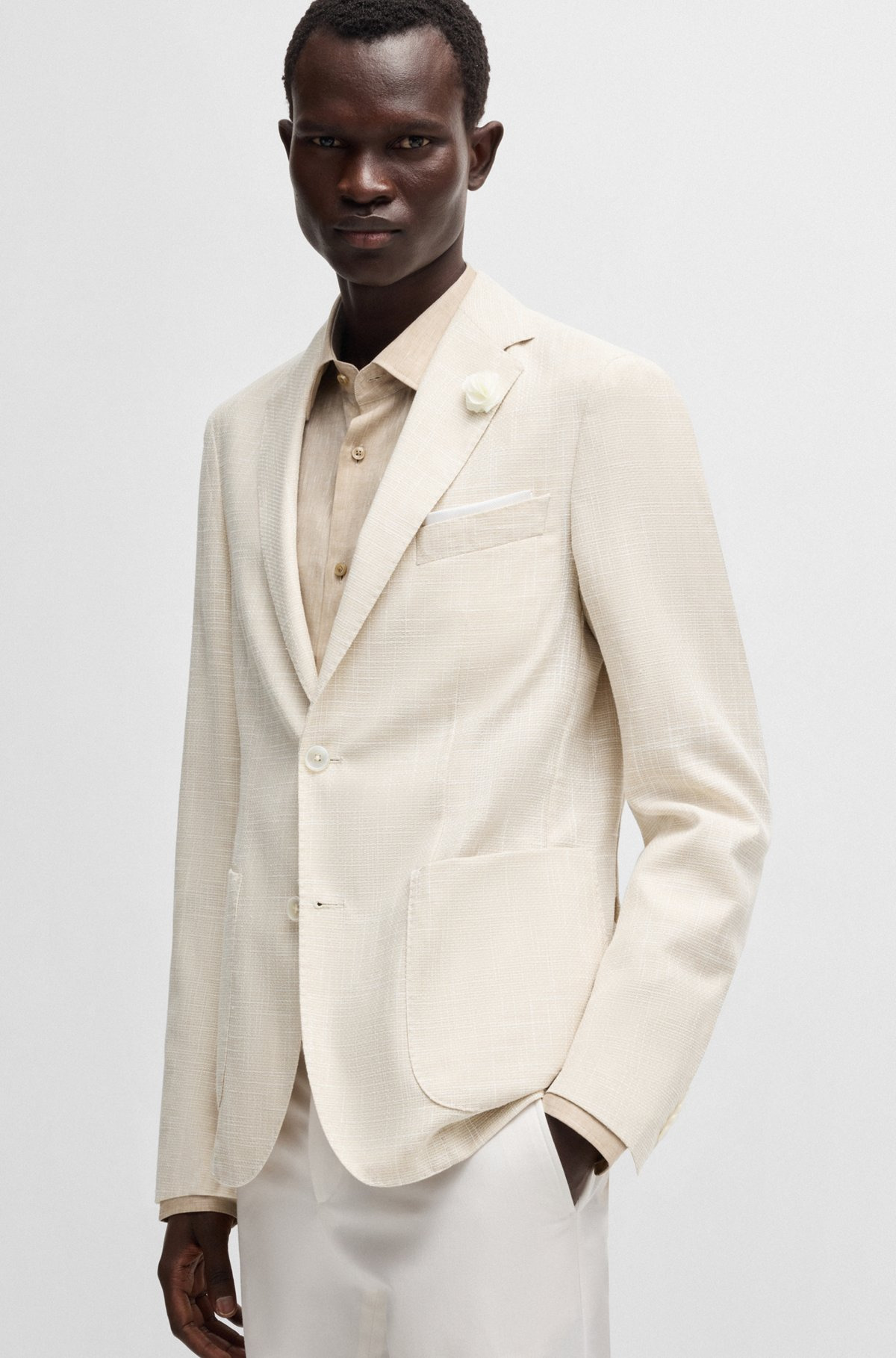 SLIM-FIT BLAZER IN MICRO-PATTERNED FABRIC - 6