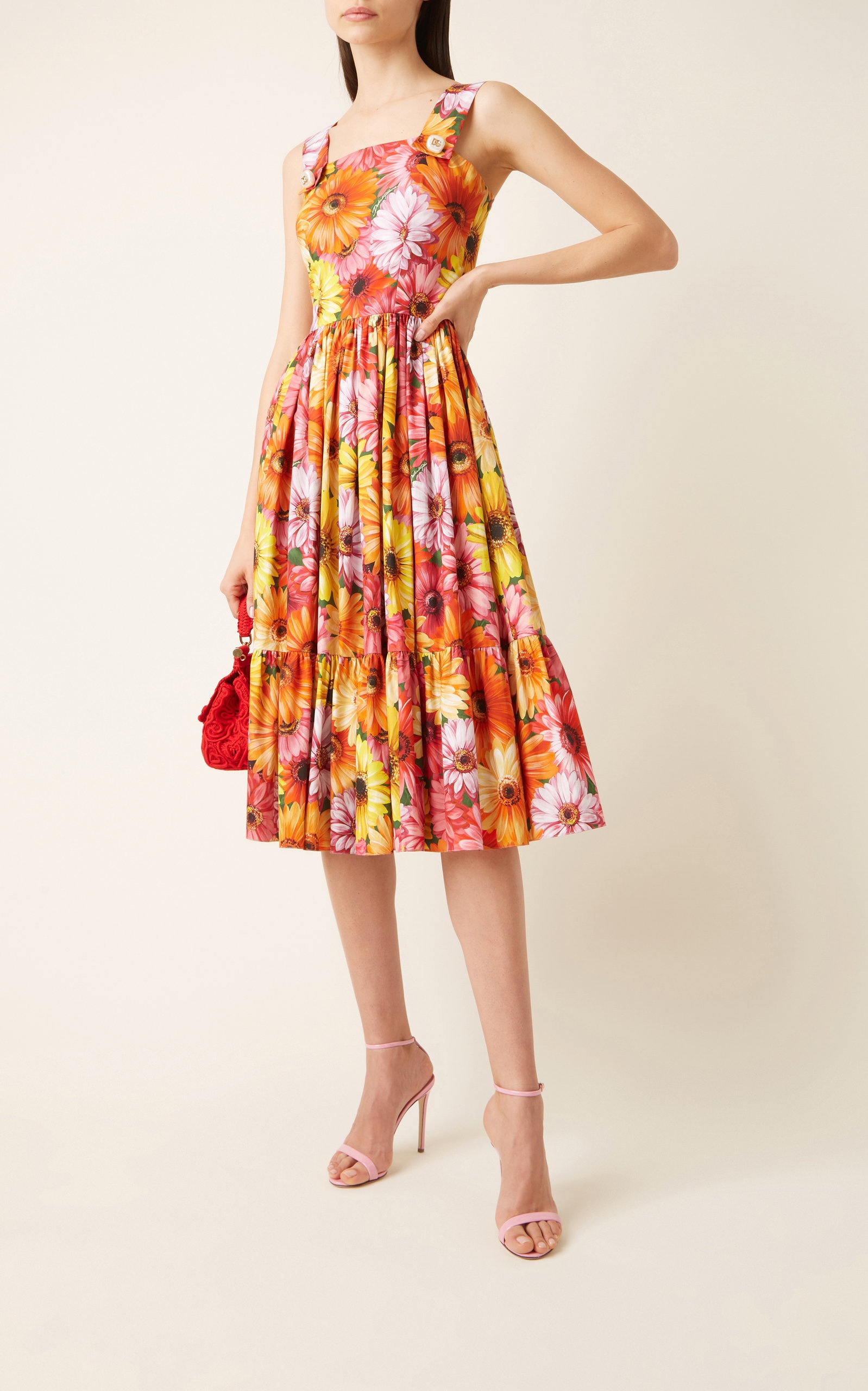 Floral Cotton Poplin Midi Dress floral - 3