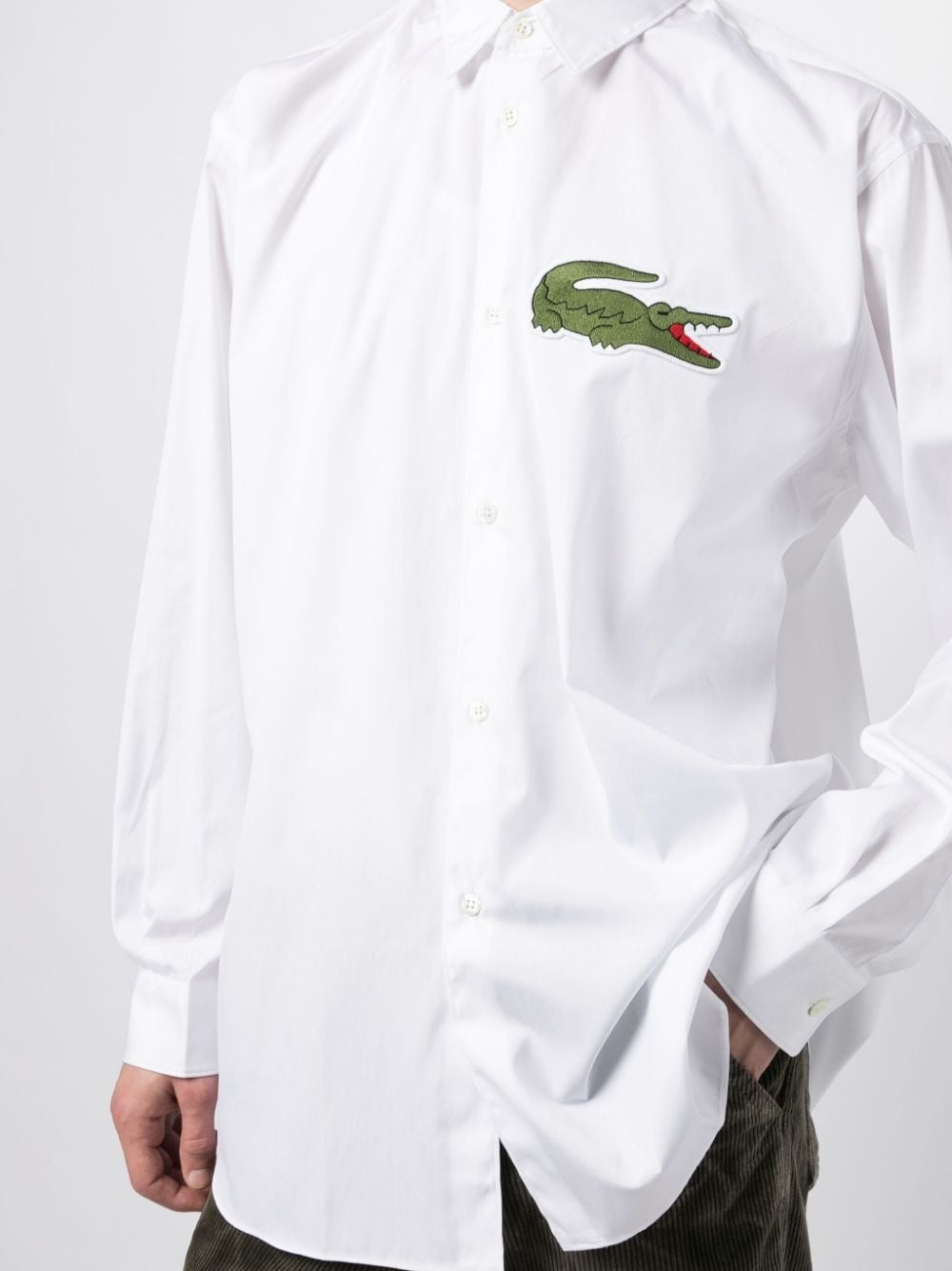 x Lacoste logo-patch cotton shirt - 5