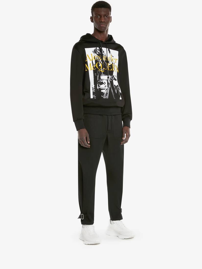 Men's Belted Military Trousers in Black - 3