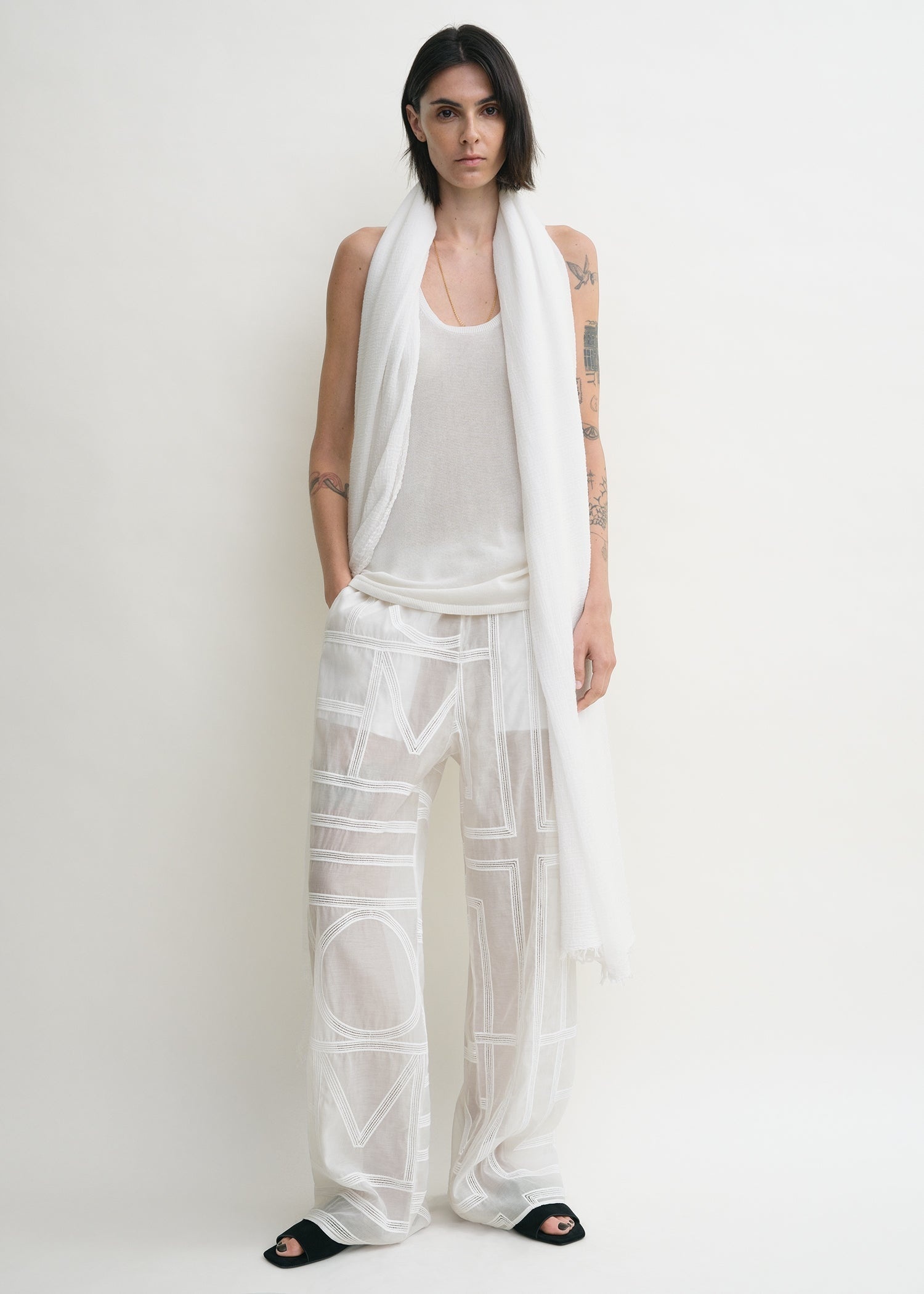 Monogram crochet pj bottoms white - 3