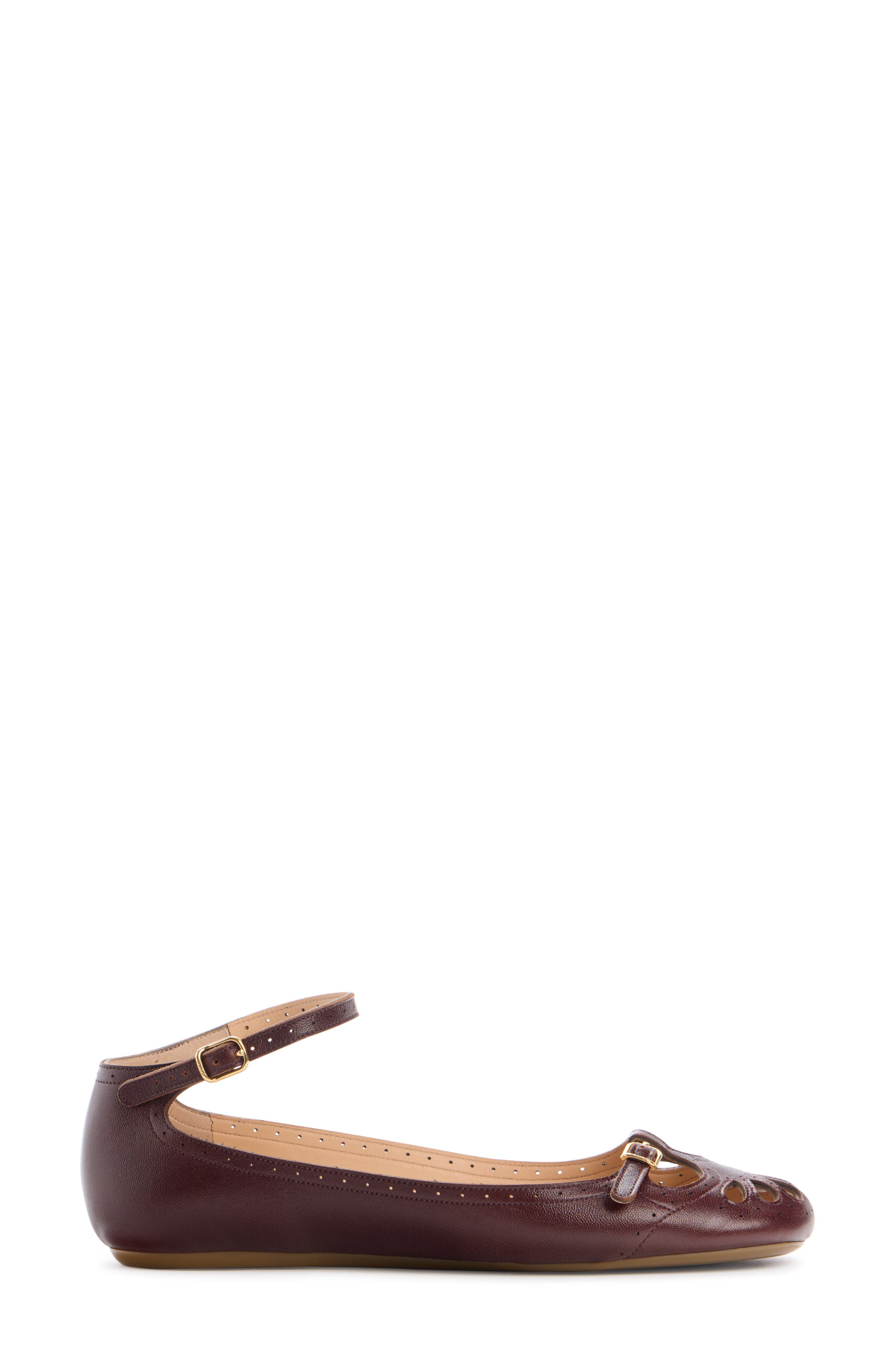 Chloé Misty Cutout Ankle Strap Flat in Burnt Purple at Nordstrom - 3