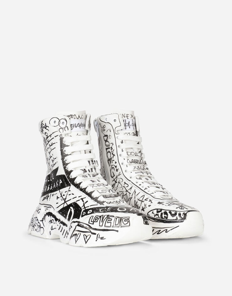 Hand-painted “graffiti” calfskin nappa Daymaster mid-top sneakers - 2