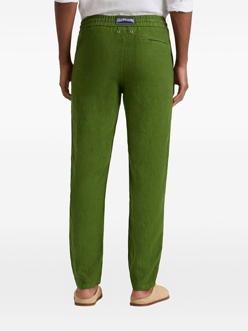drawstring-waist linen trousers 3