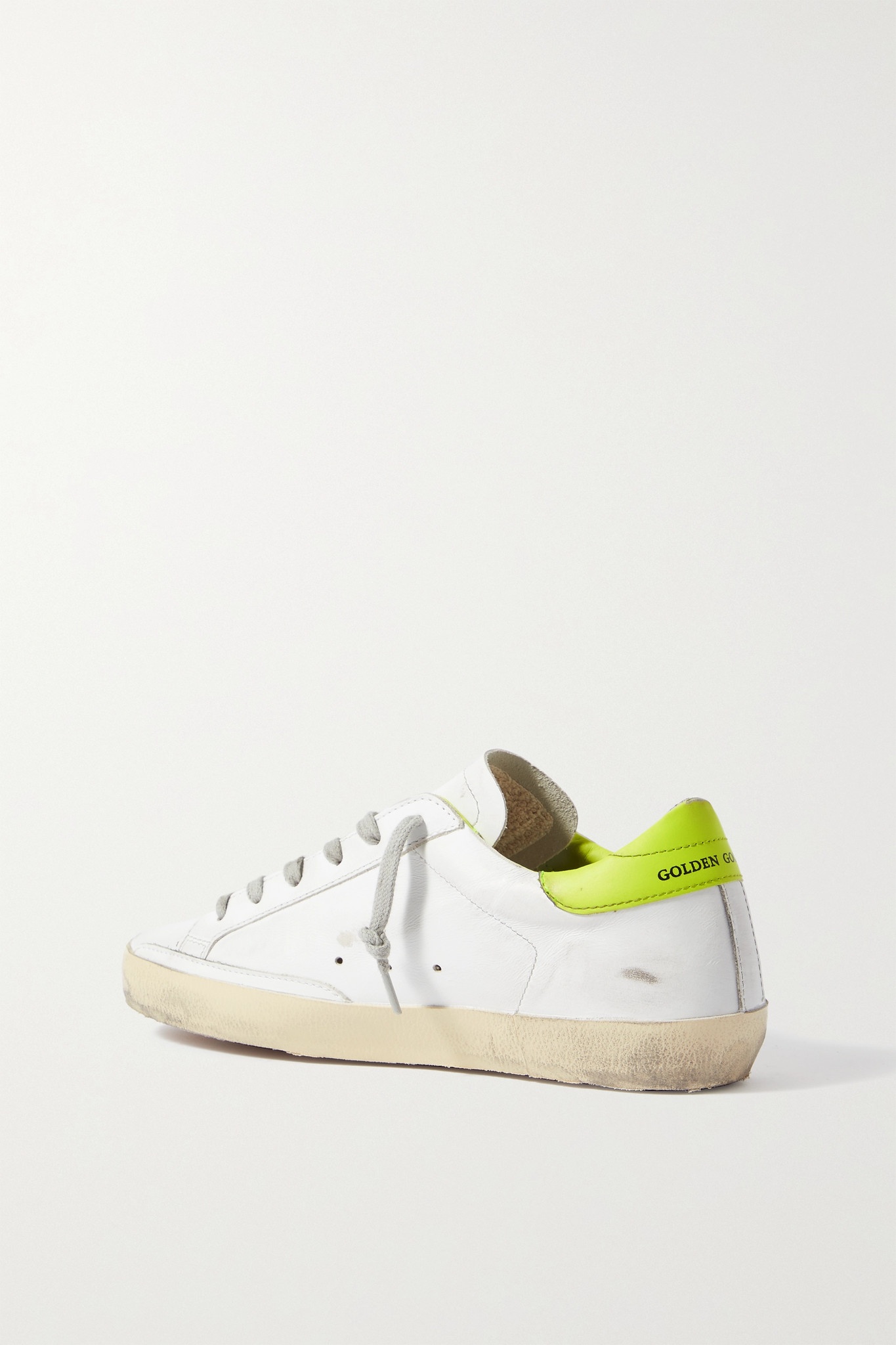 Superstar faux pearl-embellished distressed leather sneakers - 3