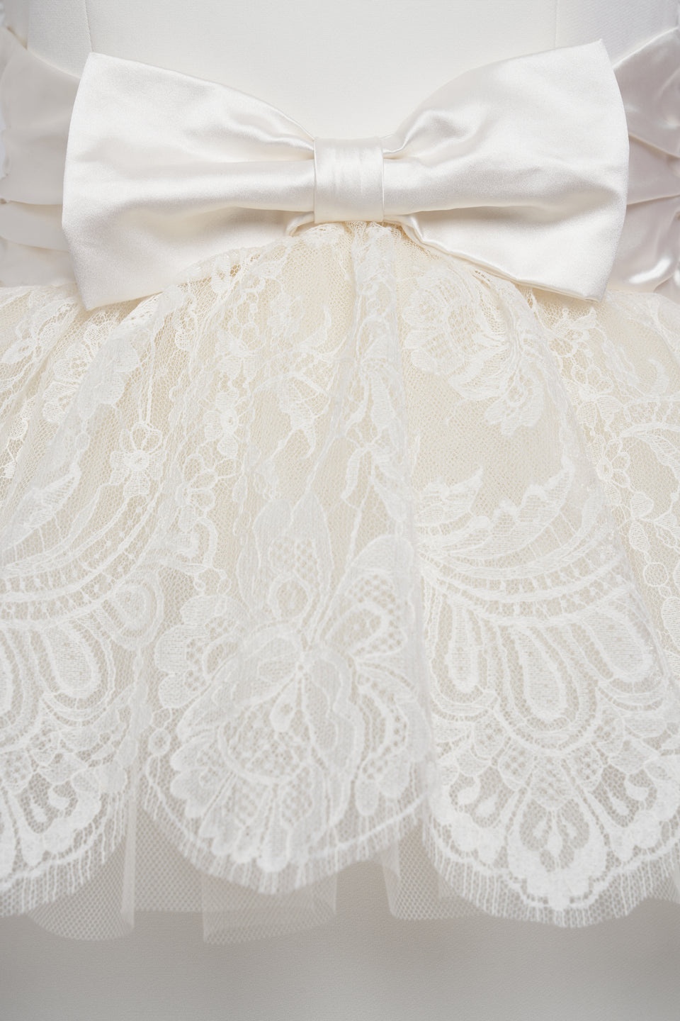 CADY BUSTIER DRESS WITH DUCHESSE, LACE PEPLUM BELT - 3