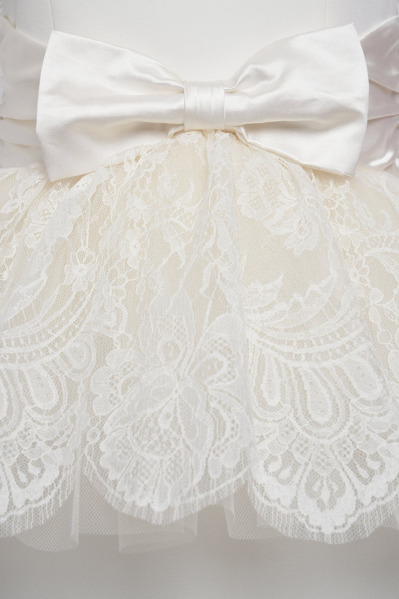 CADY BUSTIER DRESS WITH DUCHESSE, LACE PEPLUM BELT 3