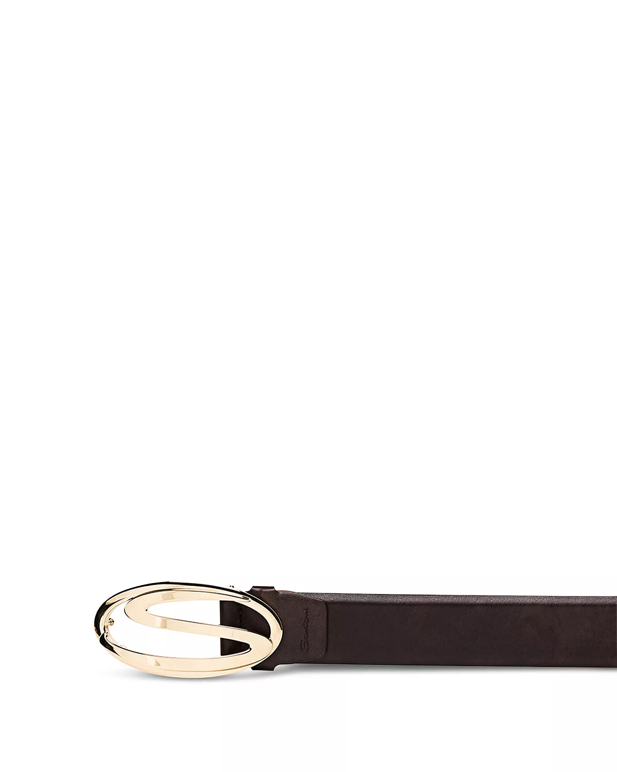 Men's Leather Logo Buckle Belt - 3