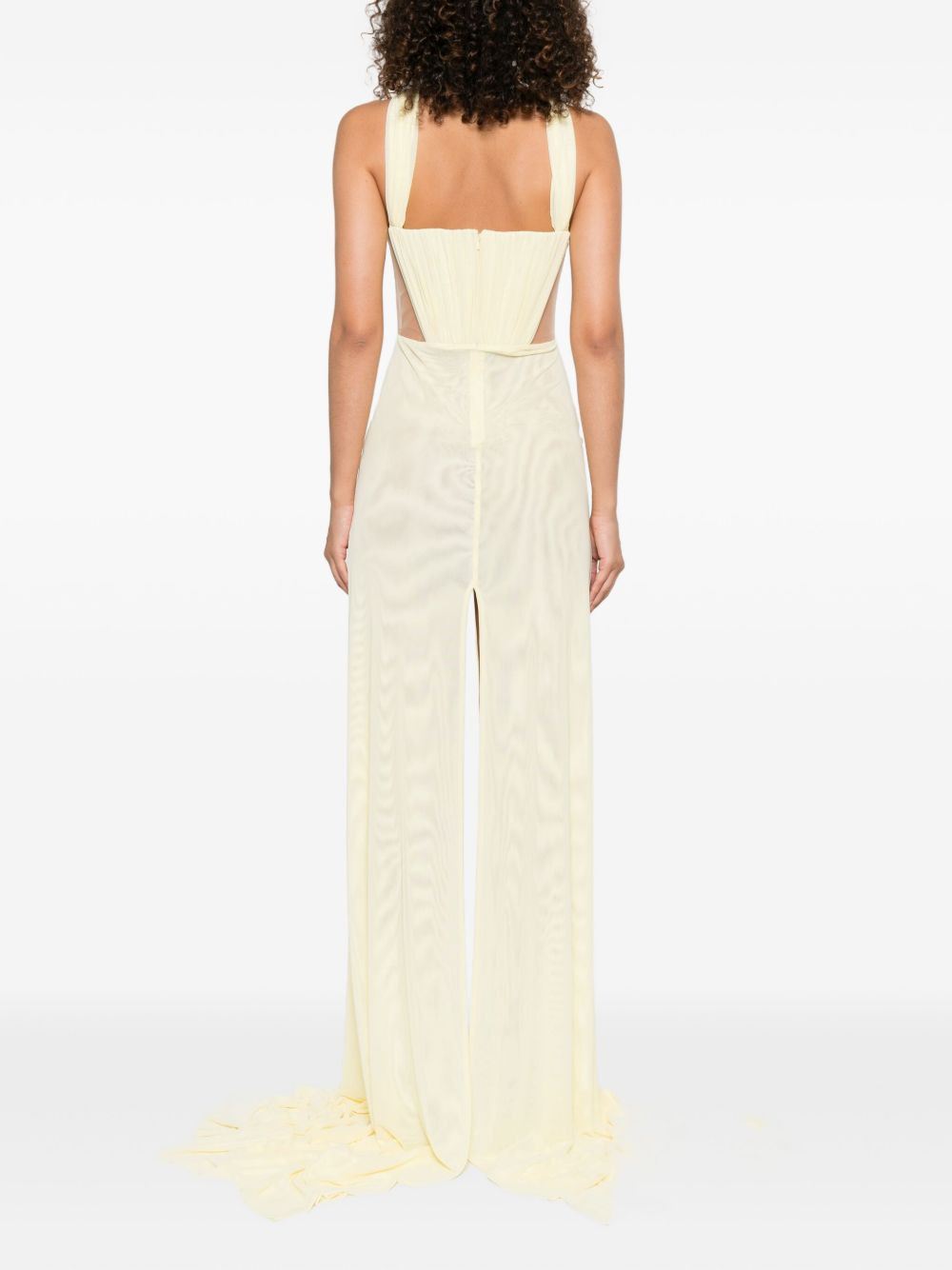 tulle-insert draped maxi dress - 4