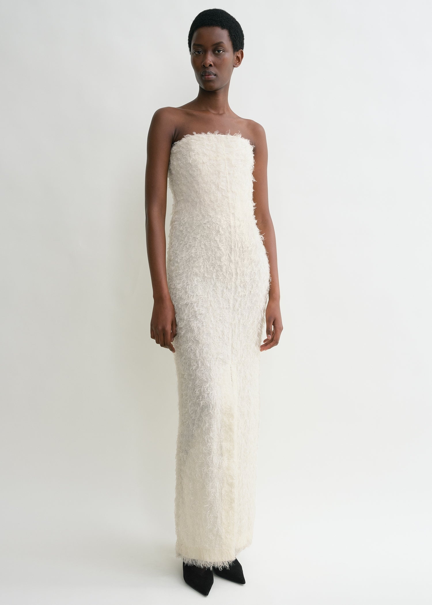 Strapless fil coupé dress ecru - 2