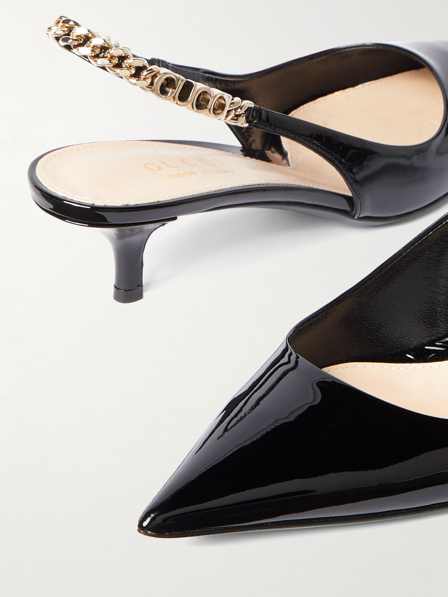 Signoria embellished patent-leather slingback pumps Black - 4
