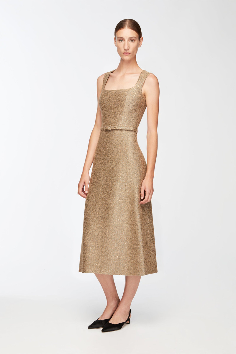 EMILIA WICKSTEAD Ciro Dress In Gold Sequin Tweed outlook