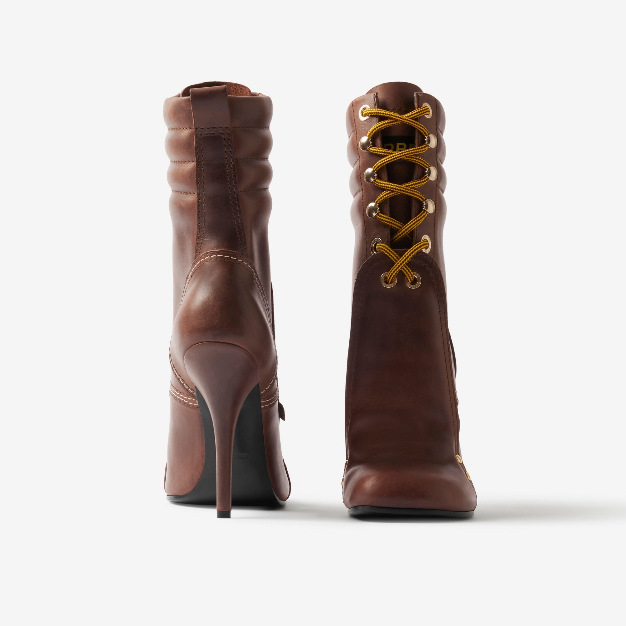 Lace Guard Detail Leather Boots - 4