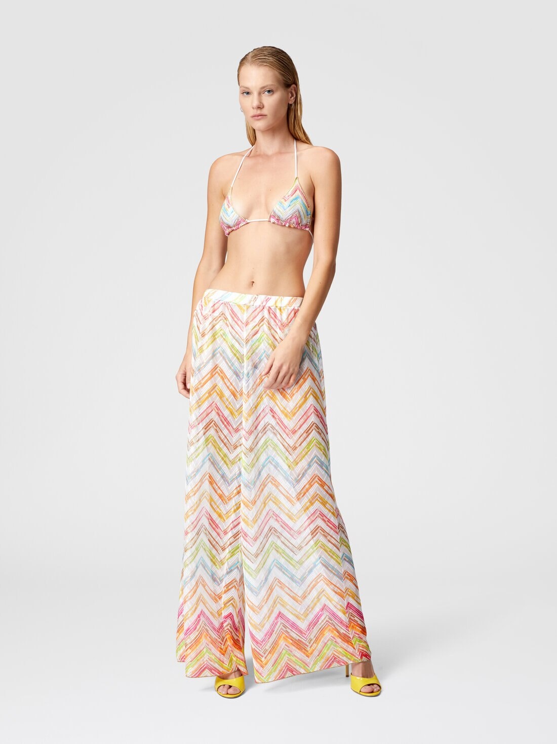 Printed tulle cover-up palazzo trousers - 2