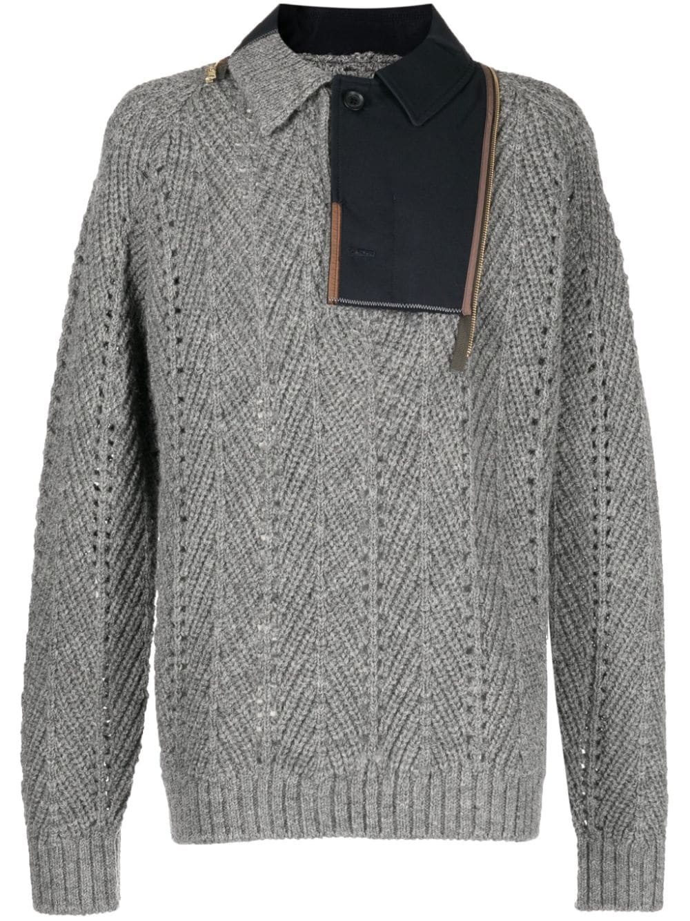 patchwork-design wool jumper - 1