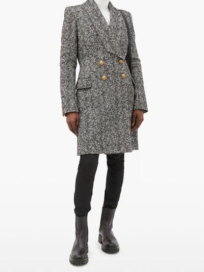 Balmain Double-breasted herringbone coat outlook