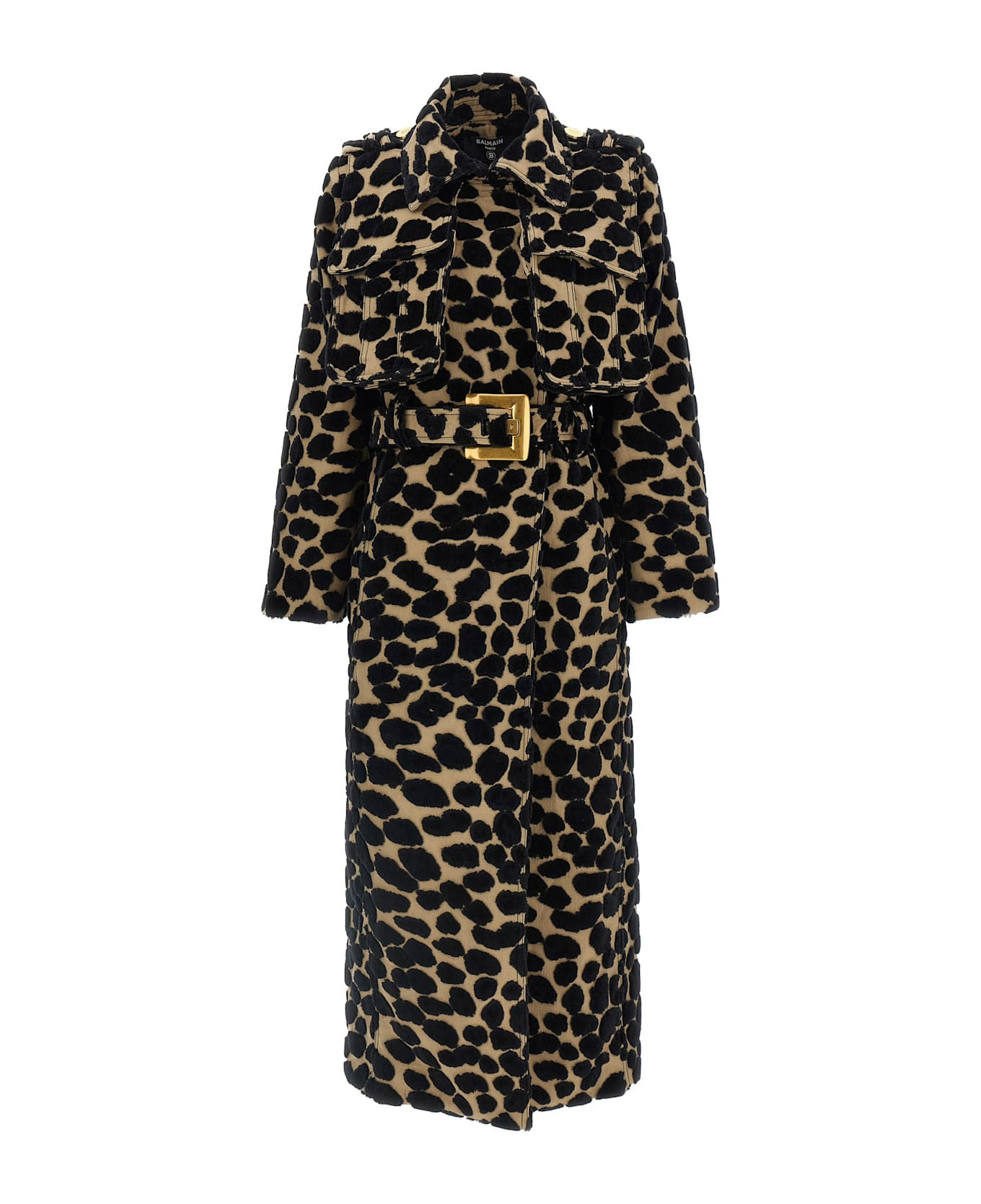 Leopard Jacquard Trench Coat - 1