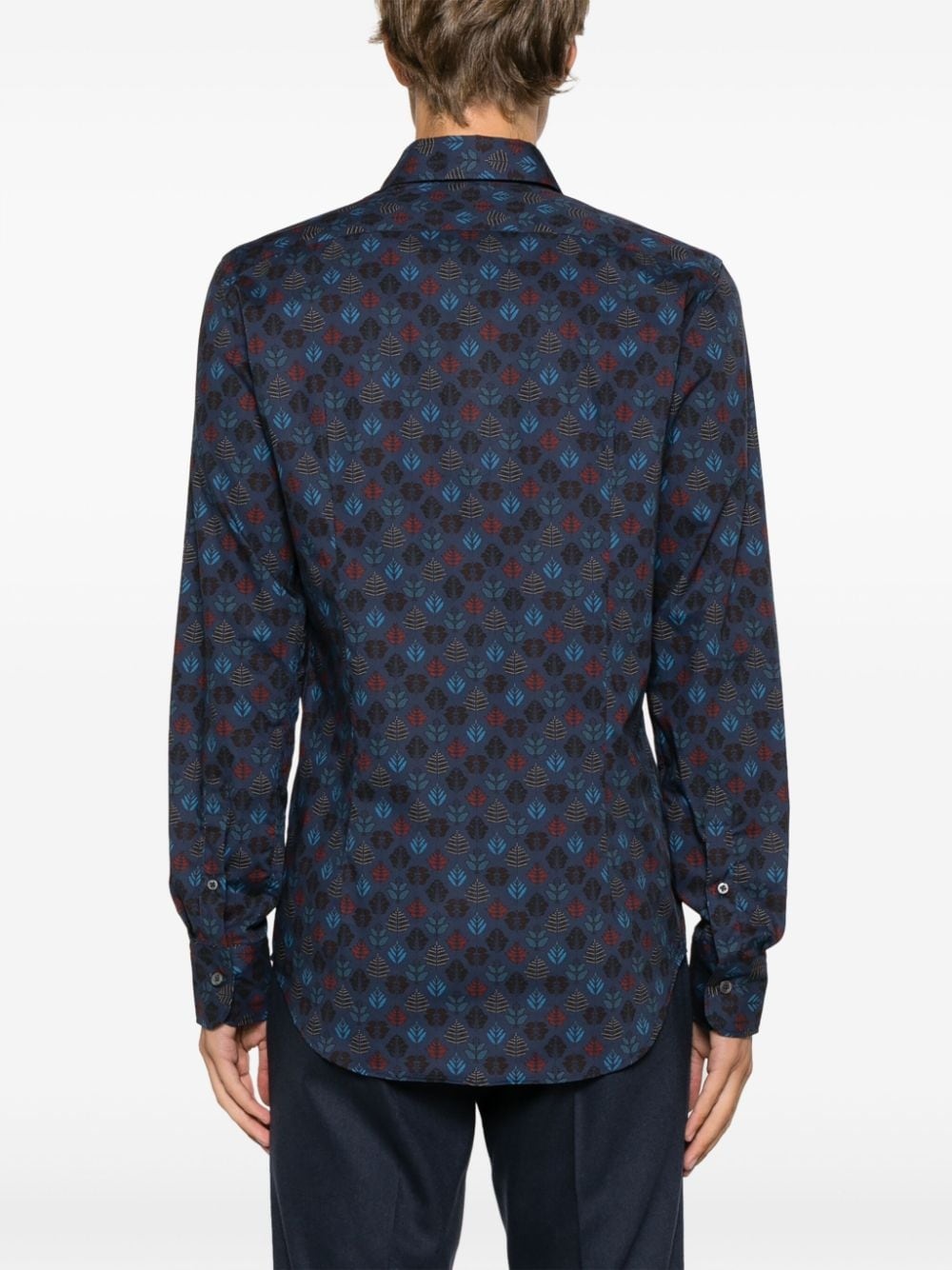 leaf-print cotton shirt - 4
