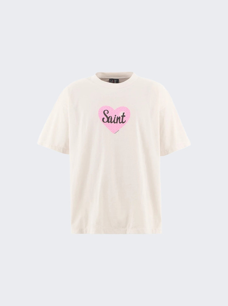 SAINT M×××××× Heart Logo-Print Cotton-Jersey T-Shirt White outlook