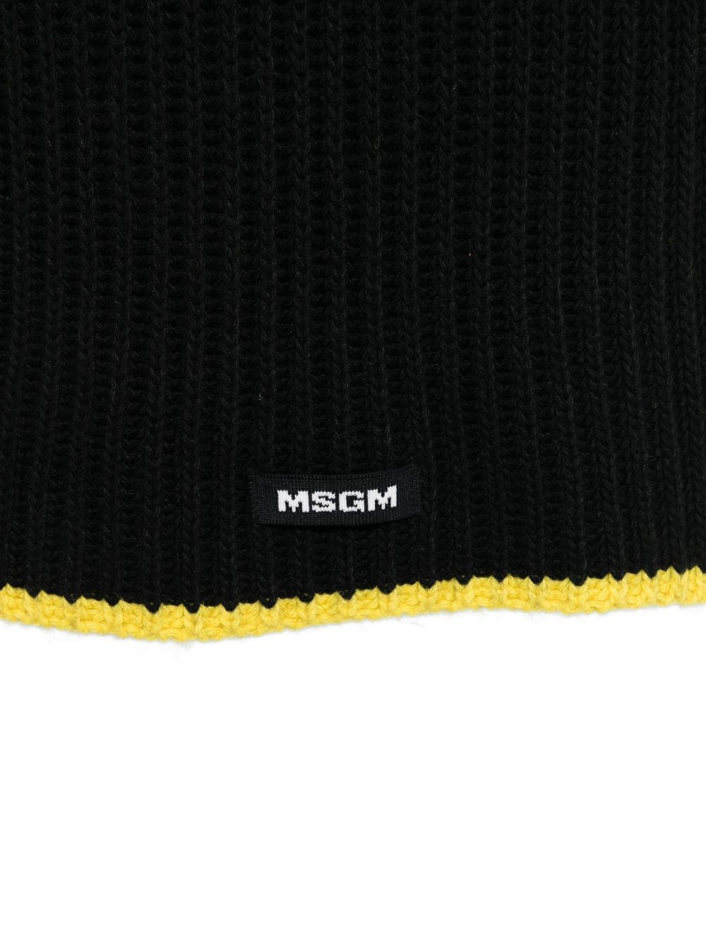 ribbed-knit yellow-trim scarf - 2