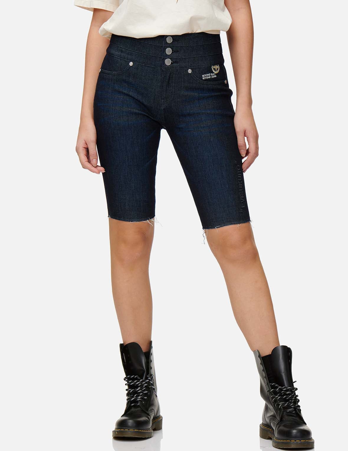 Kamon Embroidered Bermuda Denim Shorts - 7