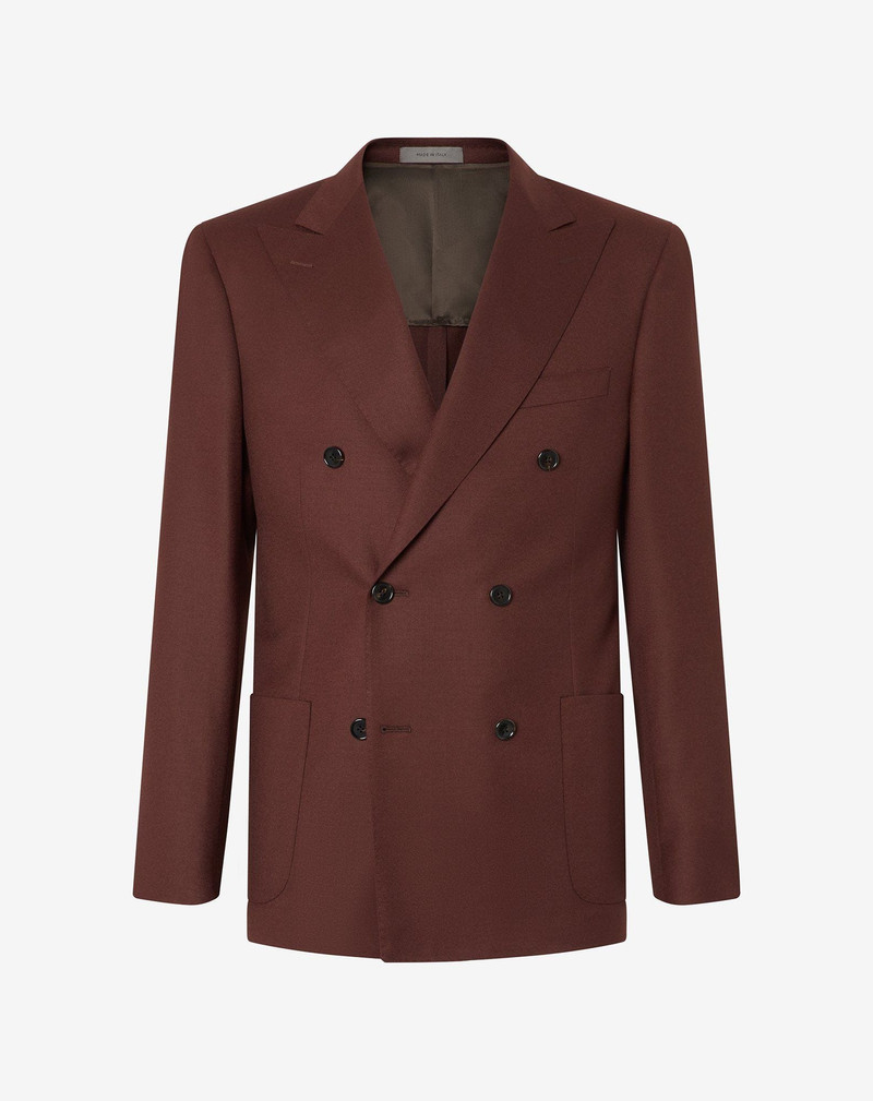 Brick-brown pure wool flannel jacket 1
