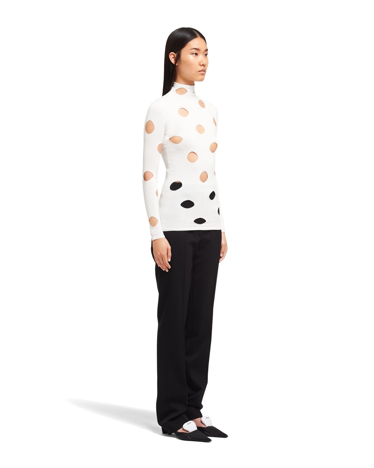 Openwork viscose turtleneck sweater - 3