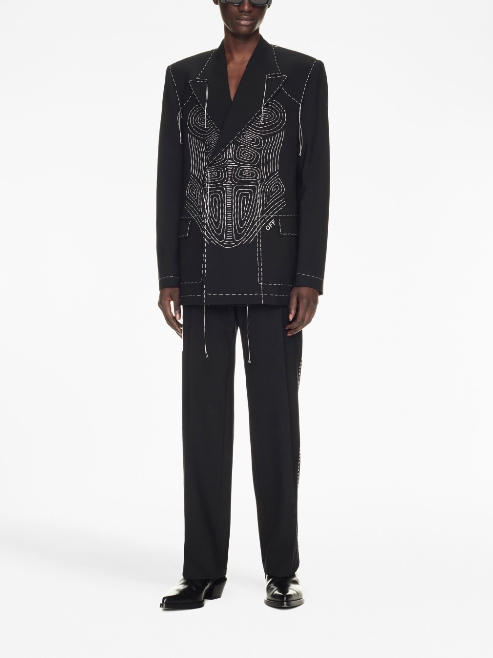 Runway contrast-stitching tailored trousers - 2