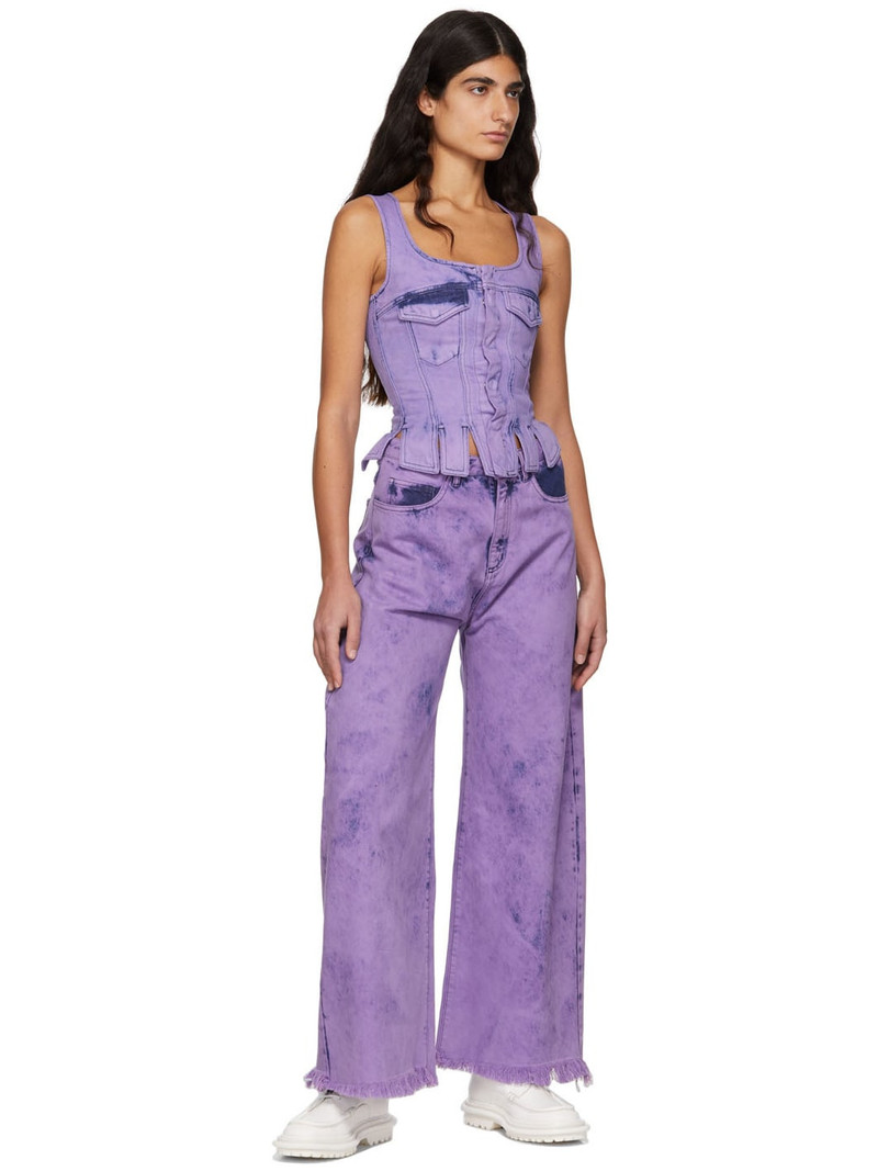 MARQUES’ALMEIDA SSENSE Exclusive Purple Denim Corset Tank Top outlook