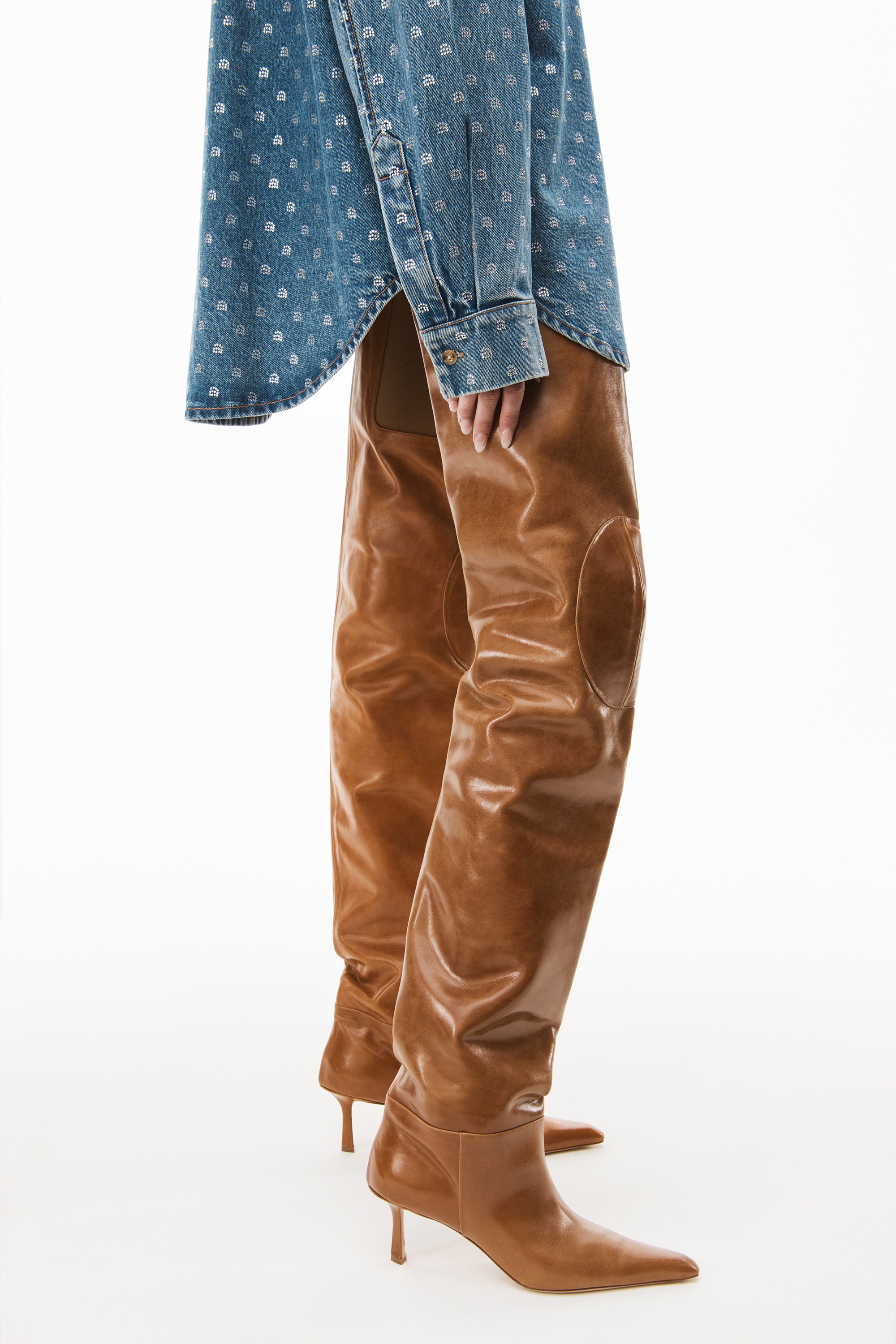 CRYSTAL A UNISEX OVERSIZED DENIM SHIRT - 5