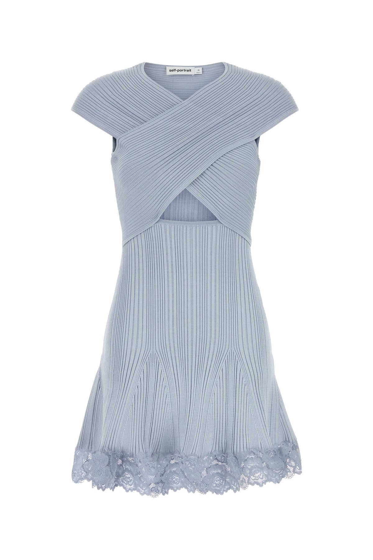 Light blue stretch polyester blend mini dress - 1