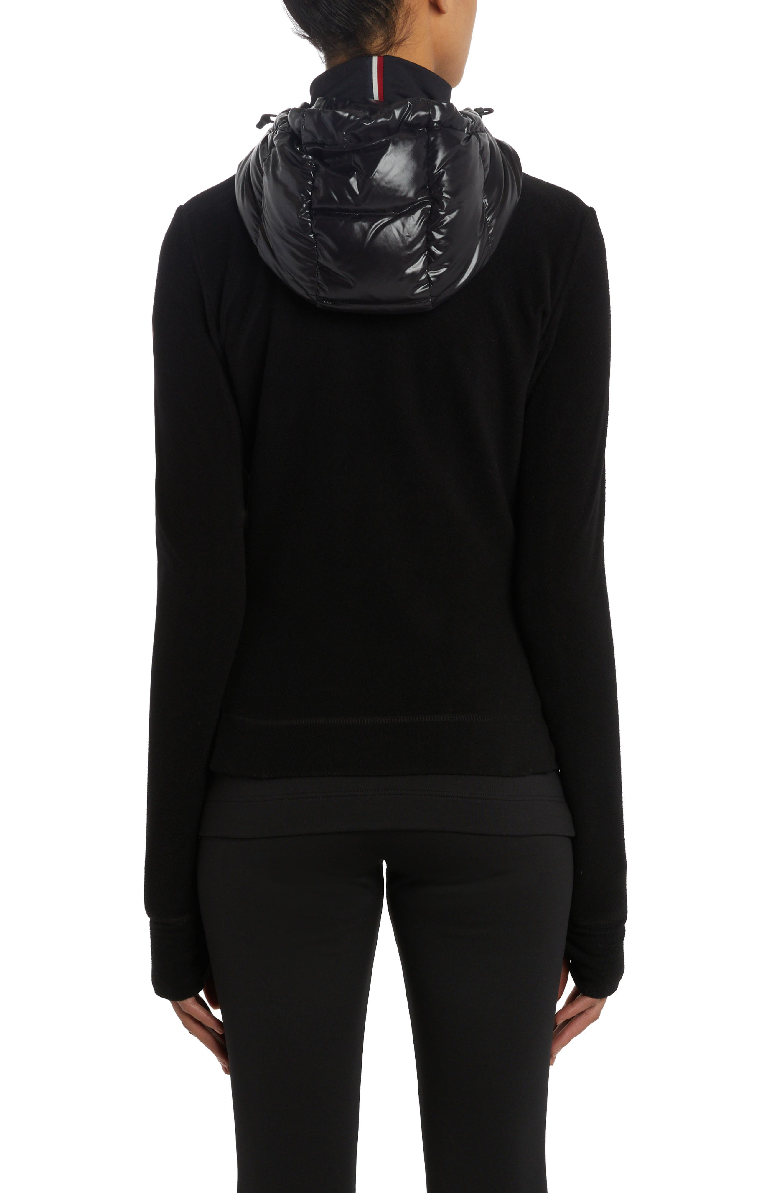 Quilted Nylon & Stretch Fleece Hooded Cardigan - 2