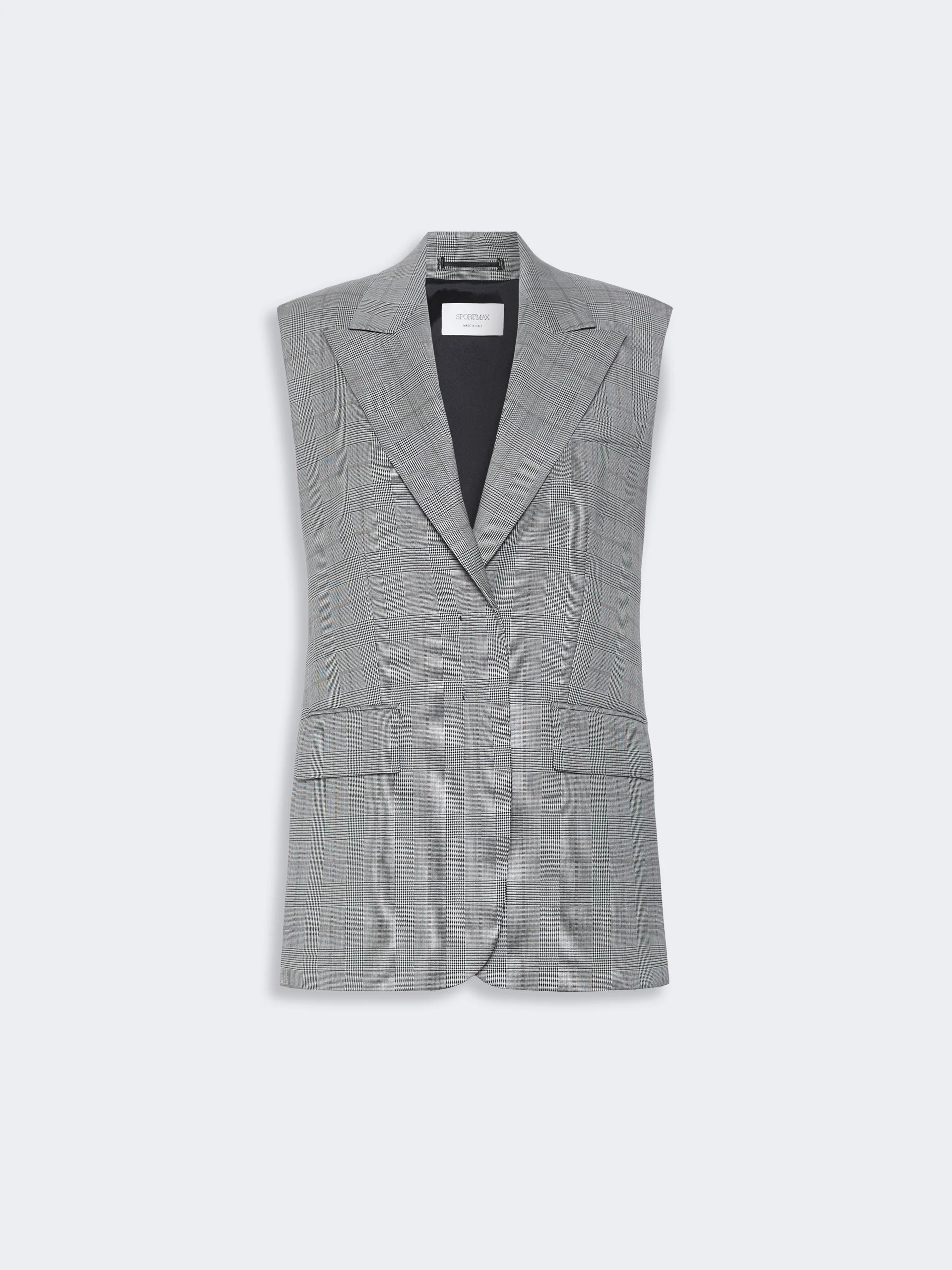 ABETE Sleeveless Glen plaid and pure wool blazer - WHITE BLACK - 1
